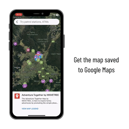 GIF of how to find saved maps in google maps